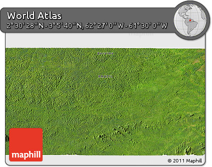 Satellite 3D Map of the Area around 2° 48' 4" N, 61° 58' 30" W
