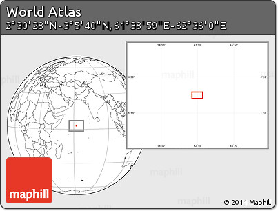 Blank Location Map of the Area around 2° 48' 4" N, 62° 7' 30" E