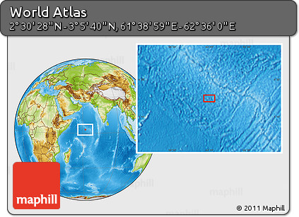 Physical Location Map of the Area around 2° 48' 4" N, 62° 7' 30" E
