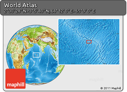 Physical Location Map of the Area around 2° 48' 4" N, 64° 40' 30" E
