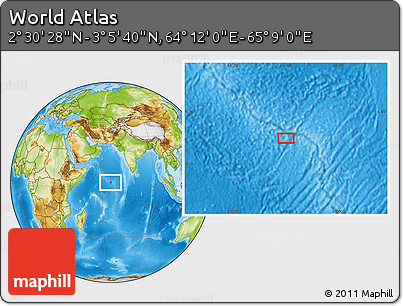 Physical Location Map of the Area around 2° 48' 4" N, 64° 40' 30" E