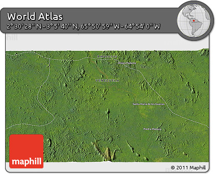 Satellite 3D Map of the Area around 2° 48' 4" N, 65° 22' 30" W