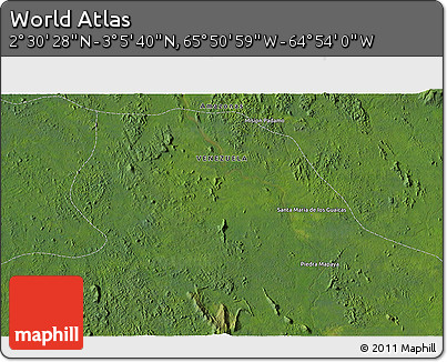 Satellite 3D Map of the Area around 2° 48' 4" N, 65° 22' 30" W