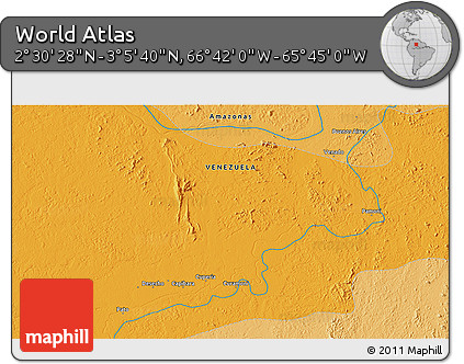 Political 3D Map of the Area around 2° 48' 4" N, 66° 13' 29" W