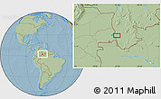 Savanna Style Location Map of the area around 2° 48' 4" N, 67° 4' 29" W, hill shading