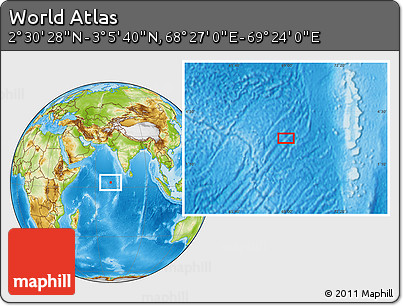 Physical Location Map of the Area around 2° 48' 4" N, 68° 55' 30" E