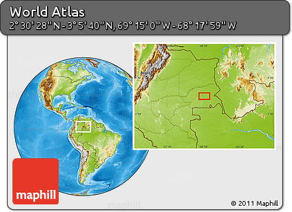 Physical Location Map of the Area around 2° 48' 4" N, 68° 46' 30" W