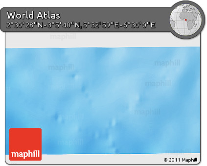 Shaded Relief 3D Map of the Area around 2° 48' 4" N, 6° 1' 30" E