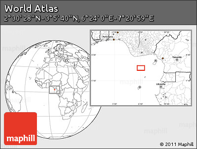 Blank Location Map of the Area around 2° 48' 4" N, 6° 52' 30" E