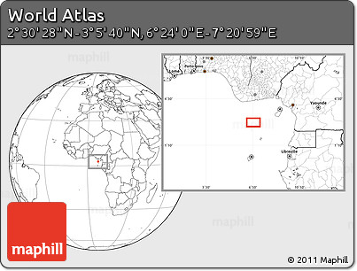 Blank Location Map of the Area around 2° 48' 4" N, 6° 52' 30" E