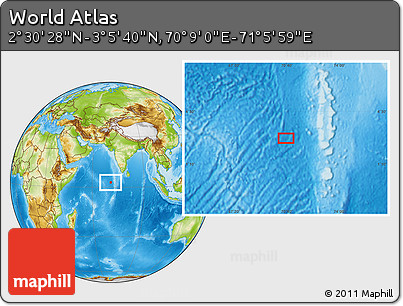 Physical Location Map of the Area around 2° 48' 4" N, 70° 37' 30" E