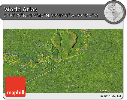 Satellite 3D Map of the Area around 2° 48' 4" N, 70° 28' 29" W