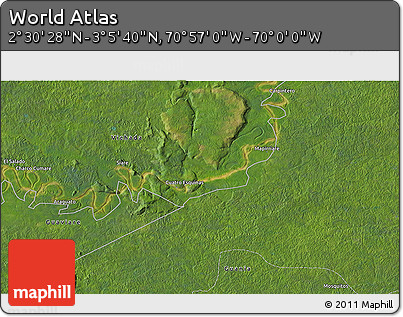 Satellite 3D Map of the Area around 2° 48' 4" N, 70° 28' 29" W