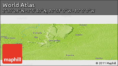 Physical Panoramic Map of the Area around 2° 48' 4" N, 70° 28' 29" W
