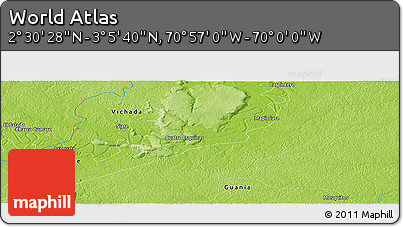 Physical Panoramic Map of the Area around 2° 48' 4" N, 70° 28' 29" W