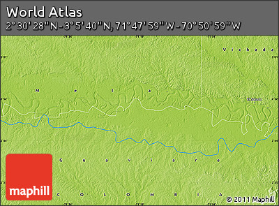 Physical Map of the Area around 2° 48' 4" N, 71° 19' 29" W