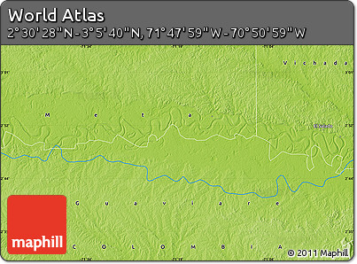 Physical Map of the Area around 2° 48' 4" N, 71° 19' 29" W