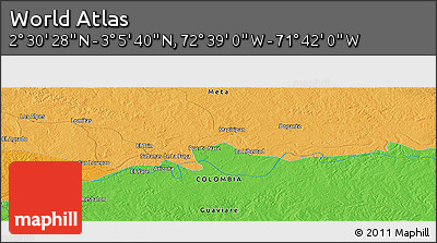 Political Panoramic Map of the Area around 2° 48' 4" N, 72° 10' 30" W