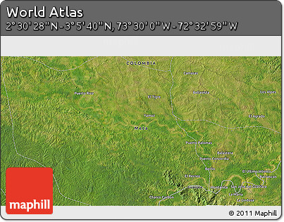 Satellite 3D Map of the Area around 2° 48' 4" N, 73° 1' 30" W
