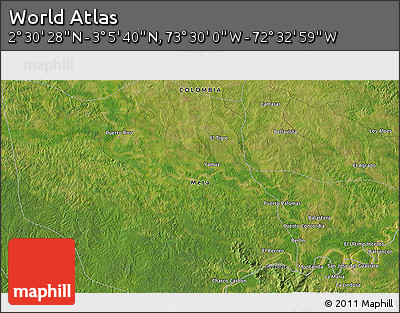 Satellite 3D Map of the Area around 2° 48' 4" N, 73° 1' 30" W