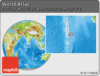 Physical Location Map of the Area around 2° 48' 4" N, 74° 1' 30" E
