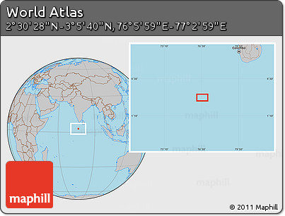 Gray Location Map of the Area around 2° 48' 4" N, 76° 34' 29" E