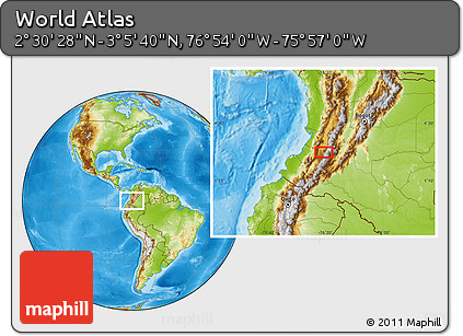 Physical Location Map of the Area around 2° 48' 4" N, 76° 25' 30" W