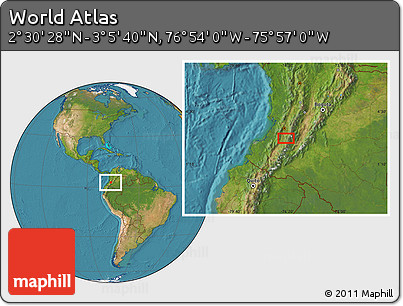 Satellite Location Map of the Area around 2° 48' 4" N, 76° 25' 30" W