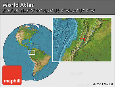 Satellite Location Map of the Area around 2° 48' 4" N, 76° 25' 30" W