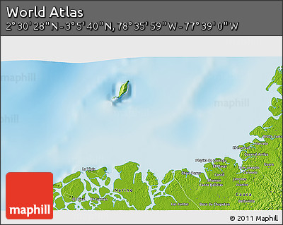 Physical 3D Map of the Area around 2° 48' 4" N, 78° 7' 30" W