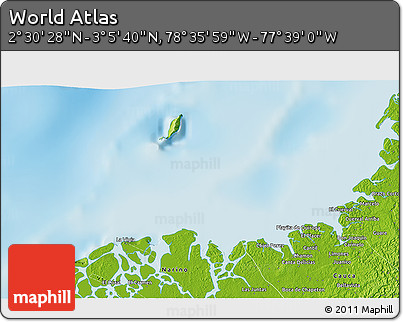 Physical 3D Map of the Area around 2° 48' 4" N, 78° 7' 30" W