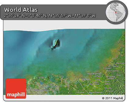 Satellite 3D Map of the Area around 2° 48' 4" N, 78° 7' 30" W