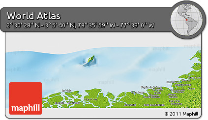 Physical Panoramic Map of the Area around 2° 48' 4" N, 78° 7' 30" W