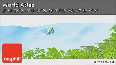 Physical Panoramic Map of the Area around 2° 48' 4" N, 78° 7' 30" W