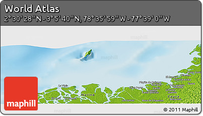 Physical Panoramic Map of the Area around 2° 48' 4" N, 78° 7' 30" W