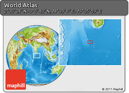 Physical Location Map of the Area around 2° 48' 4" N, 79° 7' 30" E