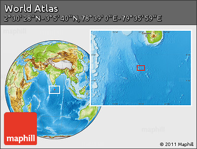 Physical Location Map of the Area around 2° 48' 4" N, 79° 7' 30" E