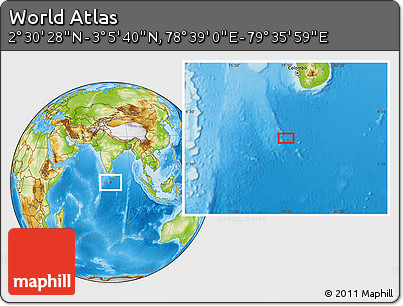 Physical Location Map of the Area around 2° 48' 4" N, 79° 7' 30" E