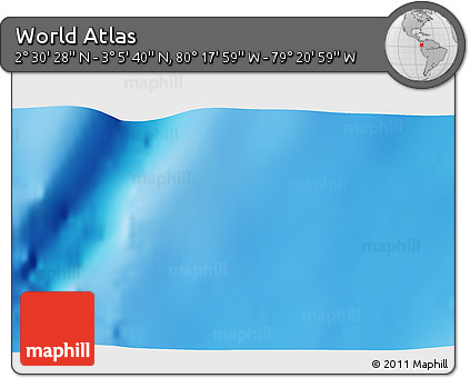 Physical 3D Map of the Area around 2° 48' 4" N, 79° 49' 29" W