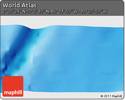 Physical 3D Map of the Area around 2° 48' 4" N, 79° 49' 29" W