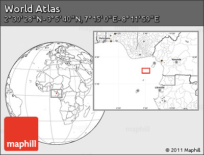 Blank Location Map of the Area around 2° 48' 4" N, 7° 43' 29" E