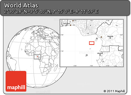 Blank Location Map of the Area around 2° 48' 4" N, 7° 43' 29" E