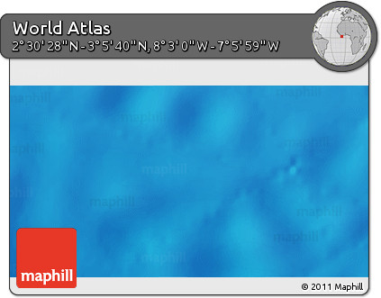Physical 3D Map of the Area around 2° 48' 4" N, 7° 34' 30" W