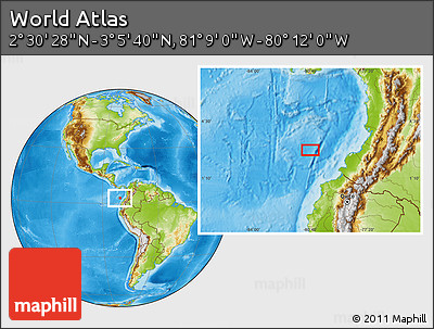 Physical Location Map of the Area around 2° 48' 4" N, 80° 40' 30" W