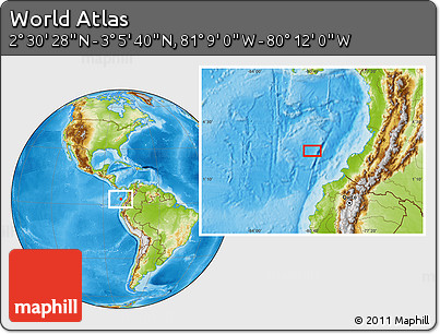 Physical Location Map of the Area around 2° 48' 4" N, 80° 40' 30" W