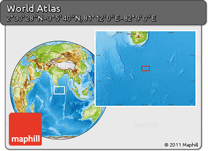 Physical Location Map of the Area around 2° 48' 4" N, 81° 40' 30" E