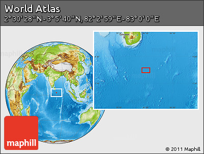 Physical Location Map of the Area around 2° 48' 4" N, 82° 31' 30" E