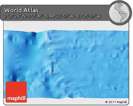 Physical 3D Map of the Area around 2° 48' 4" N, 84° 4' 29" W