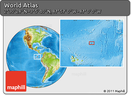 Physical Location Map of the Area around 2° 48' 4" N, 87° 28' 29" W