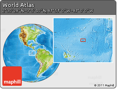 Physical Location Map of the Area around 2° 48' 4" N, 87° 28' 29" W